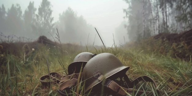 Still life of soldier helmet