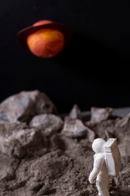 Free photo still life space arrangement with astronaut