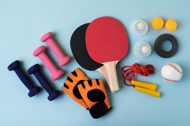 Free Photo still life of sport equipment