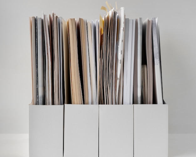 Free photo still life of stacks of papers and documents