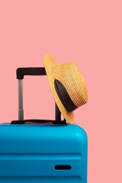 Free photo still life of suitcases with wheels