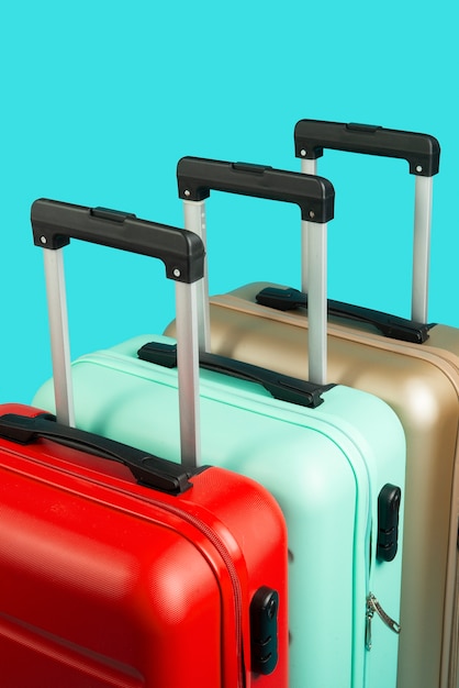 Free Photo still life of suitcases with wheels