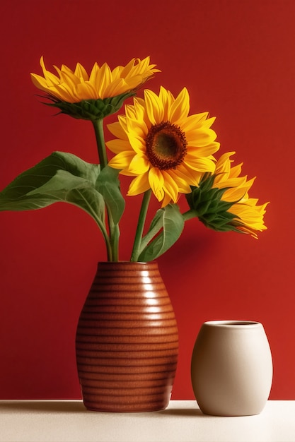 Free Photo still life of sunflower bouquet