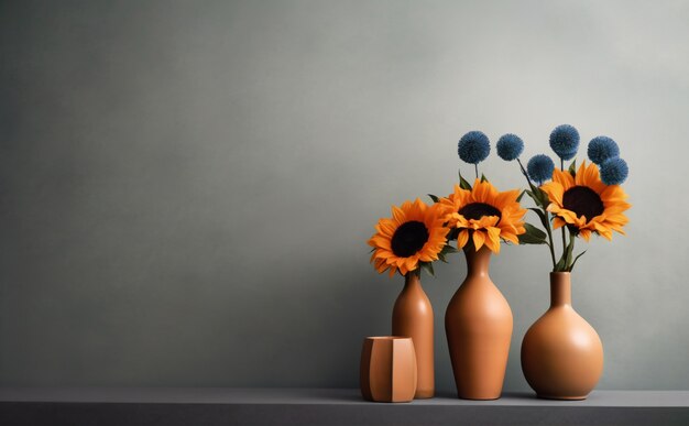 Still life of sunflower bouquet