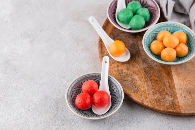 Free Photo still life sweet tang yuan assortment