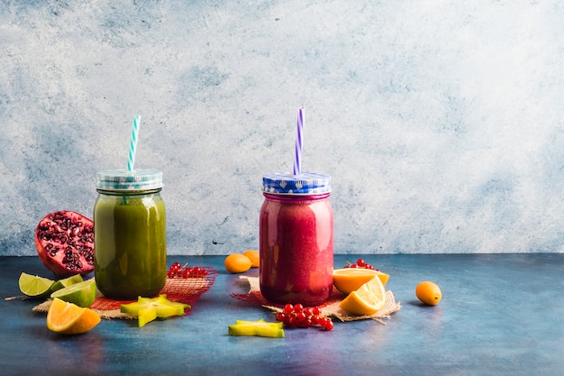 Free photo still life of two healthy smoothies