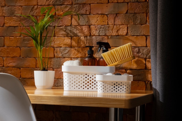 Free photo still life of various cleaning products