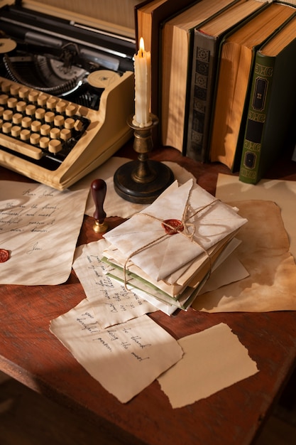 Free photo still life of vintage writing of a love letter