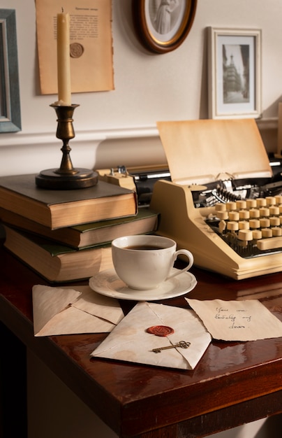 Free Photo still life of vintage writing of a love letter