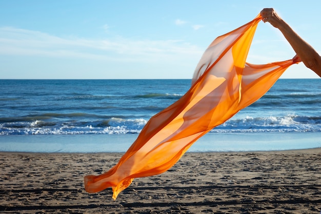 Still life of waving fabric in the air