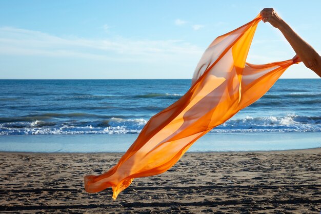 Still life of waving fabric in the air