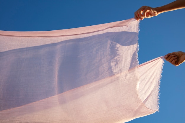 Free photo still life of waving fabric in the air