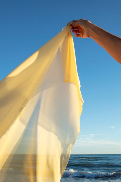 Still life of waving fabric in the air