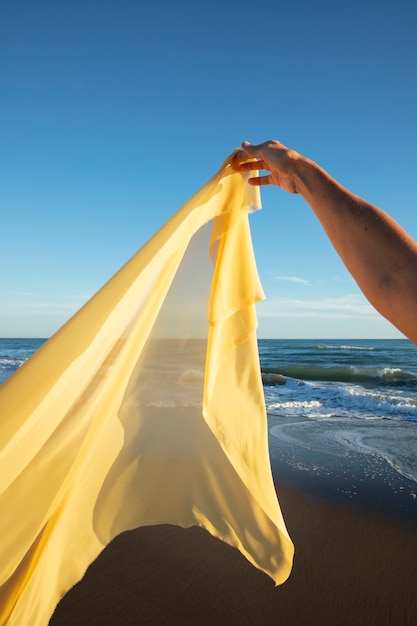 Still life of waving fabric in the air