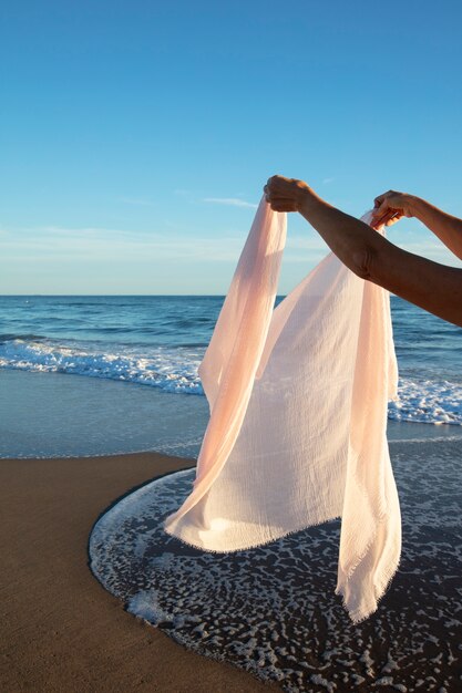 Still life of waving fabric in the air