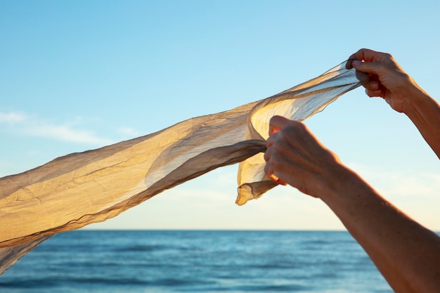 Free Photo still life of waving fabric in the air