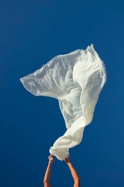 Free photo still life of waving fabric in the air