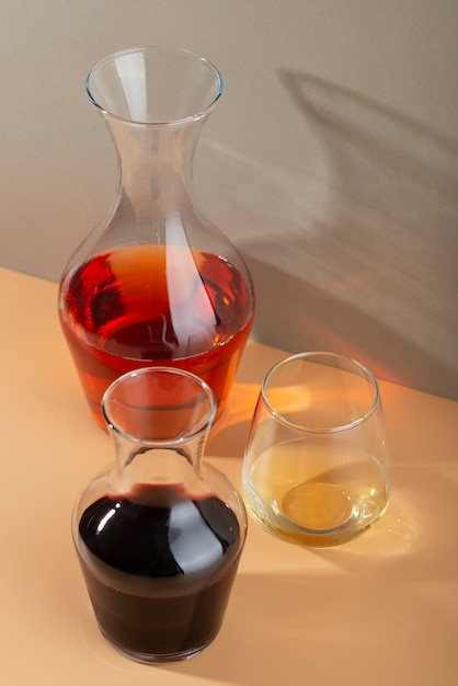 Free photo still life of wine carafe on table