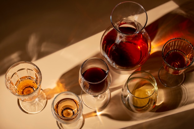 Free photo still life of wine carafe on table