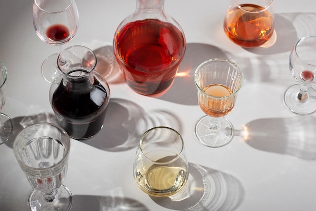 Still life of wine carafe on table