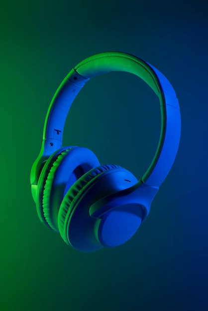 Free Photo still life of wireless cyberpunk headphones