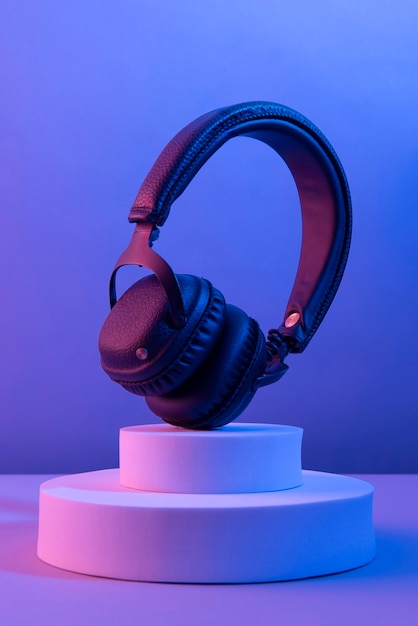 Free photo still life of wireless cyberpunk headphones