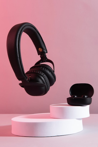 Free photo still life of wireless cyberpunk headphones