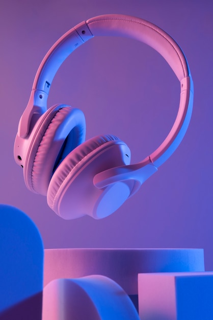 Free Photo still life of wireless cyberpunk headphones