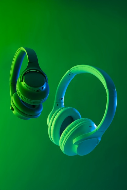 Free photo still life of wireless cyberpunk headphones