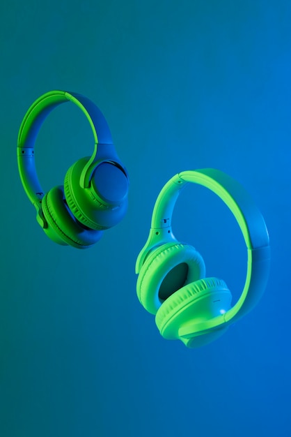 Free photo still life of wireless cyberpunk headphones