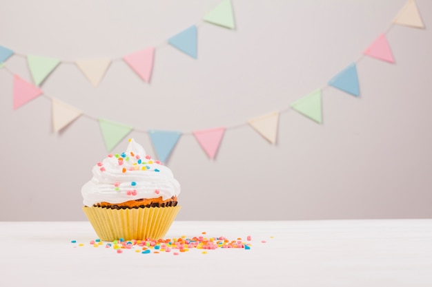 Still life with birthday muffin