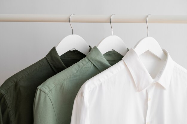 Still life with classic shirts on hanger