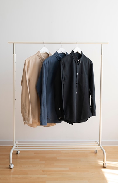 Still life with classic shirts on hanger