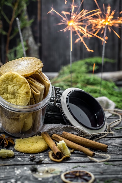 still life with cookies and lights