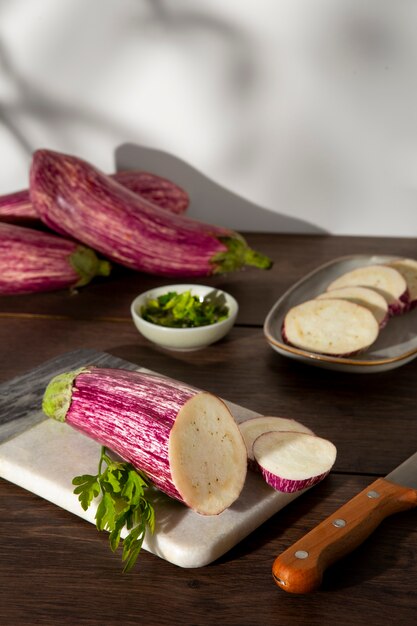 Still life with delicious eggplant