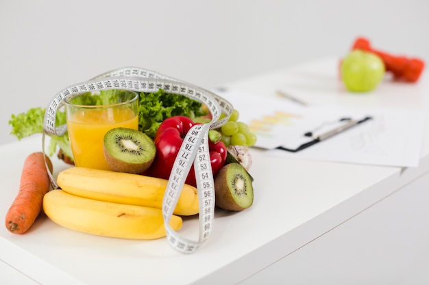 Free photo still life with healthy food on table