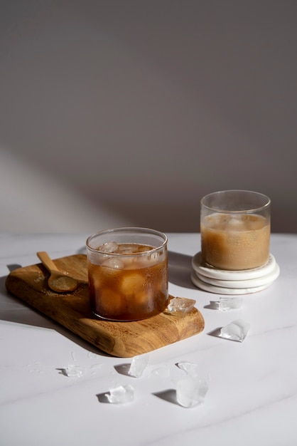 Free photo still life with iced coffee beverage