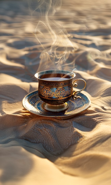 Free photo still life with tea cup and organic background