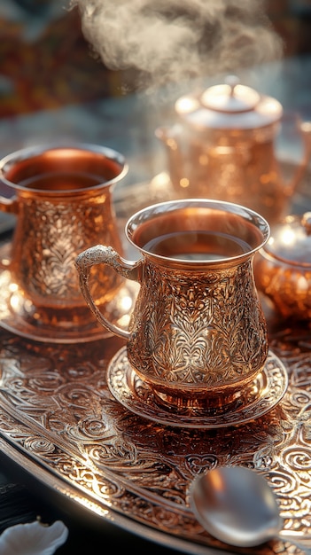 Free photo still life with tea cup and organic background