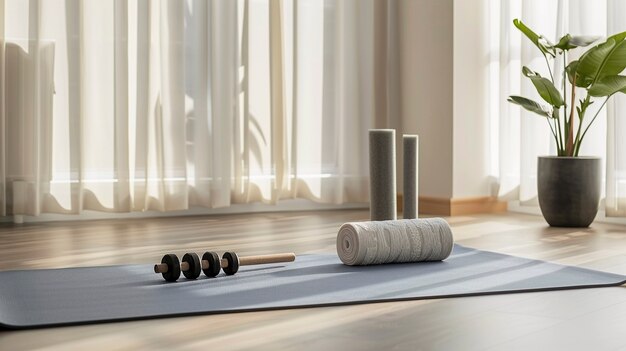 Still life of yoga equipment