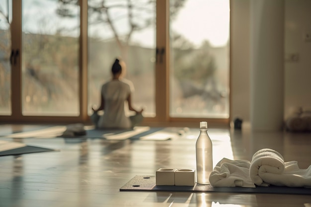 Still life of yoga equipment