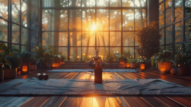 Still life of yoga equipment