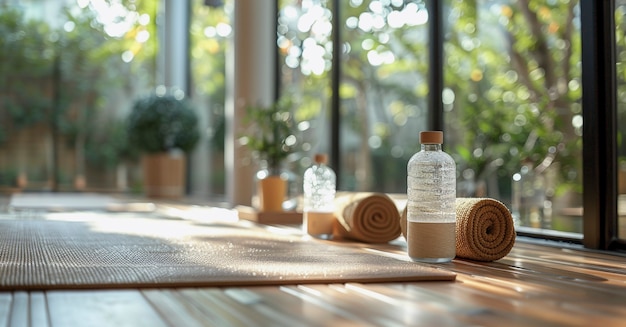 Free Photo still life of yoga equipment