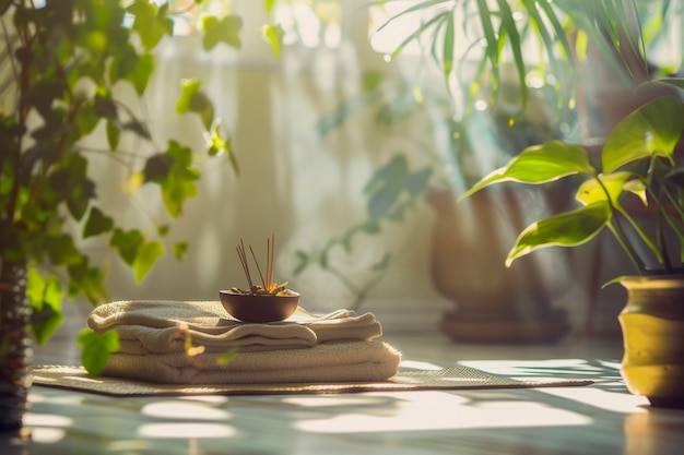 Free photo still life of yoga equipment