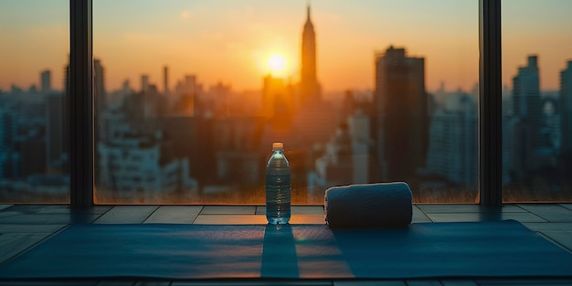 Free photo still life of yoga equipment