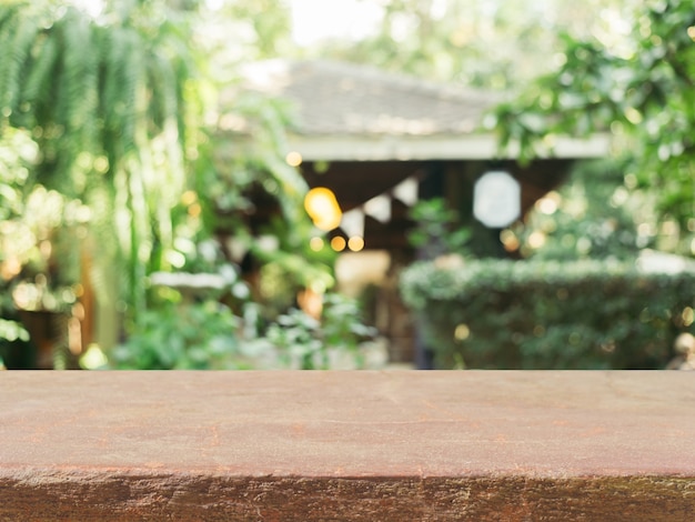 Stone board empty table in front of blurred background