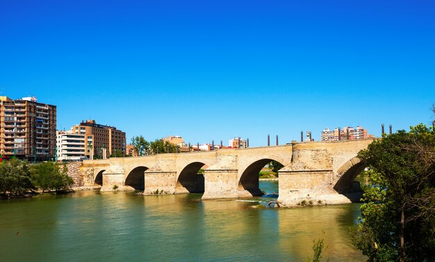 Stone Bridge over Ebro river