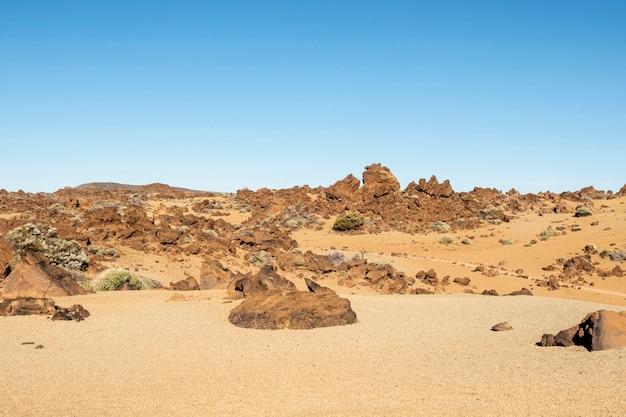 Free Photo stony desert with clear sky