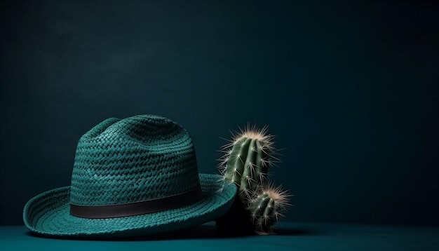 Straw cowboy hat adds elegance to summer adventure generated by AI