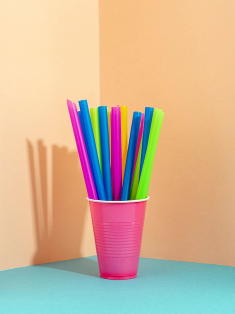 Free Photo straw sticks with mixed vivid color